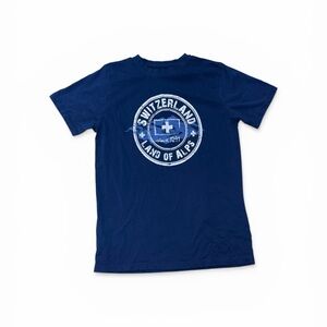 Men’s/Unisex Blue Switzerland Land Of Alps T- Shirt Size small